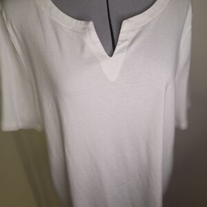 Talbots White Short Sleeve Notch Neck Tee Shirt Size 3Xp